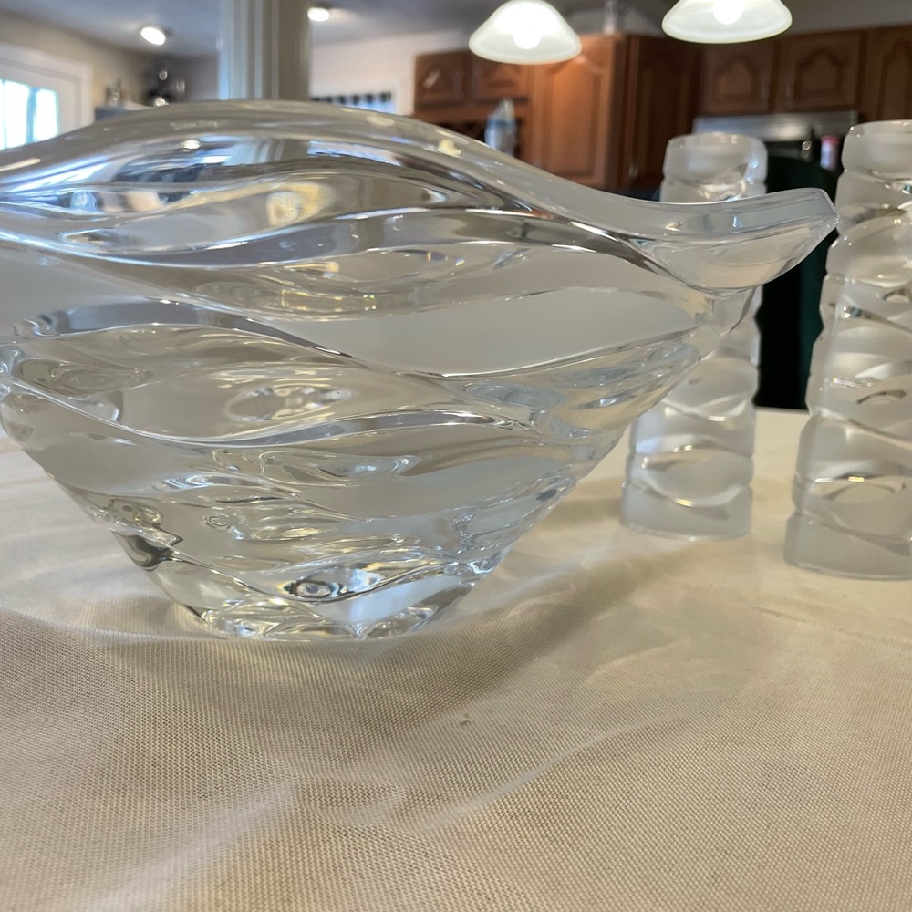 JG Durand Crystal bowl & Candle holder set